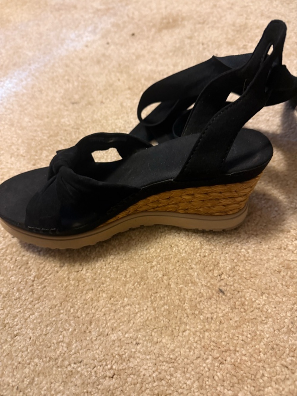 UGG BlackWedge Espadrille Sandals with Ankle Tie - Picture 3 of 4